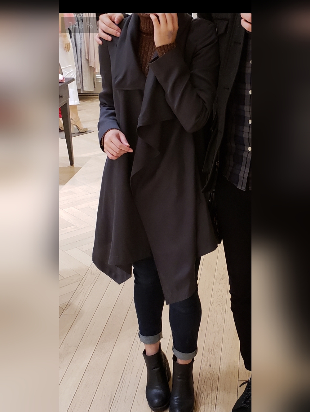 AllSaints Black Draped Trench Coat